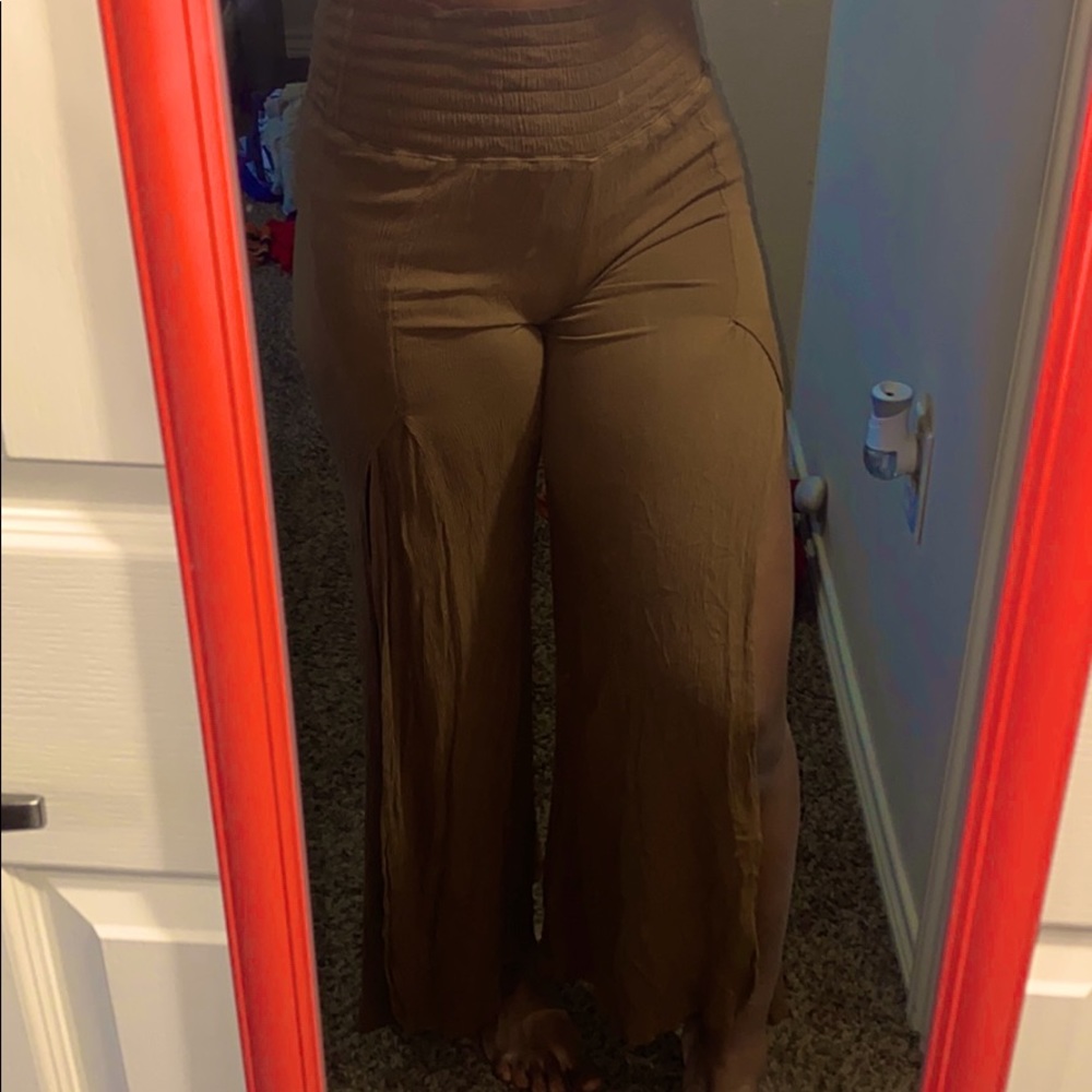 Boho flared high wasted trousers